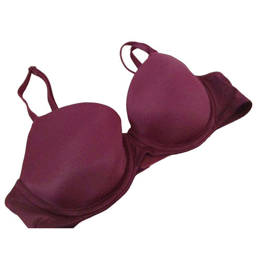 Victoria's Secret Pink Bra Woman's 34B Wear Everywhere Underwire Maroon Plunge